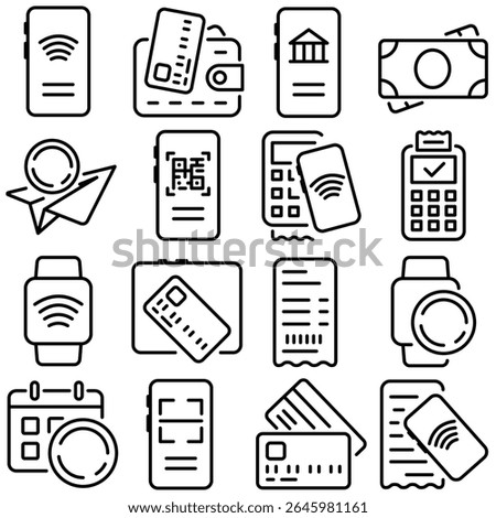 Money and Payment Essentials Icon Set Outline Style (Part 2)