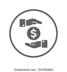 Dinero, icono de pago. Gráficos vectoriales grises.