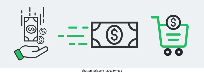Money and payment icons elements for your work