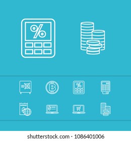 Money payment icons set with ecommerce, pos terminal and online payment elements. Set of money payment icons and cash concept. Editable vector elements for logo app UI design.
