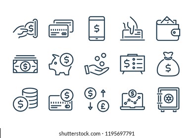 Money and payment line icons. Vector linear icon set. Money and payment line icons. Vector linear icon set.
