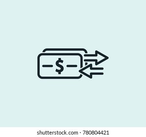 Money payment transfer icon line isolated on clean background. Finance concept drawing icon line in modern style. Vector illustration for your web site mobile logo app UI design.