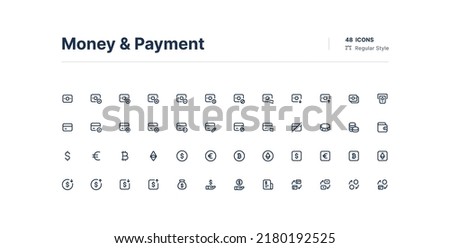 Money and Payment UI Icons Pack Line Style