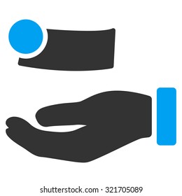 Money Payment vector icon. Style is bicolor flat symbol, blue and gray colors, rounded angles, white background.