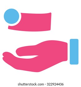 Money Payment vector icon. Style is bicolor flat symbol, pink and blue colors, rounded angles, white background.