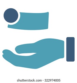 Money Payment vector icon. Style is bicolor flat symbol, cyan and blue colors, rounded angles, white background.