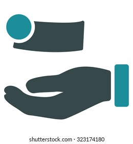 Money Payment vector icon. Style is bicolor flat symbol, soft blue colors, rounded angles, white background.