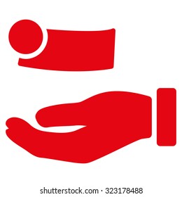 Money Payment vector icon. Style is flat symbol, red color, rounded angles, white background.