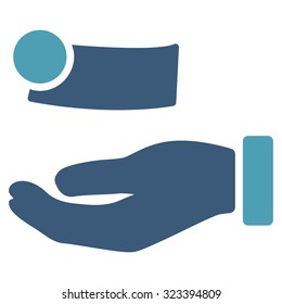 Money Payment vector icon. Style is bicolor flat symbol, cyan and blue colors, rounded angles, white background.
