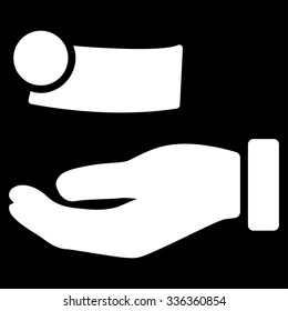Money Payment vector icon. Style is flat symbol, white color, rounded angles, black background.