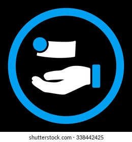 Money Payment vector icon. Style is bicolor flat rounded symbol, blue and white colors, rounded angles, black background.