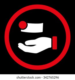 Money Payment vector icon. Style is bicolor flat rounded symbol, red and white colors, rounded angles, black background.