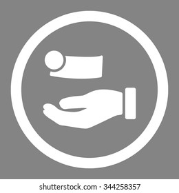 Money Payment vector icon. Style is flat rounded symbol, white color, rounded angles, gray background.