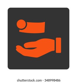 Money Payment vector icon. Style is flat rounded square button, orange and gray colors, white background.