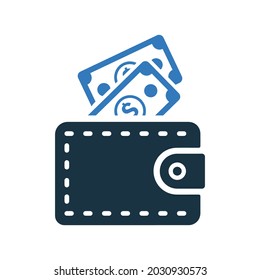 Dinero, pago, icono de cartera. Diseño vectorial simple.