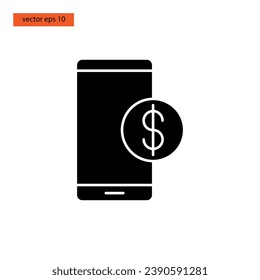 Money payments via mobile glyph icon vector illustration design