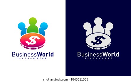 Money with People logo design vector, Colorful Money logo design template, Icon symbol