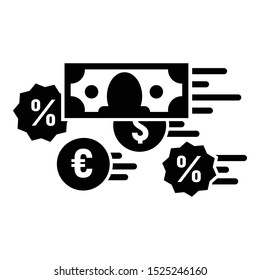 Money percent converter icon. Simple illustration of money percent converter vector icon for web design isolated on white background