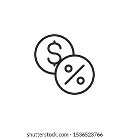 Money and percent line style icon. Marketing, shopping and sale  icon for design, websites, web design, mobile app.