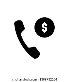 money Phone Call line Vector Icon or Illustration
