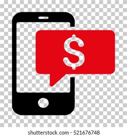 Money Phone SMS icon. Vector pictograph style is a flat symbol, color, chess transparent background. Designed for software and web interface toolbars and menus.