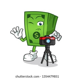 money photographer taking pictures mascot vector cartoon illustration