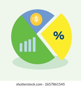 a money pie chart design vector