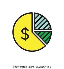 Money Pie Chart Icon Vector Illustration