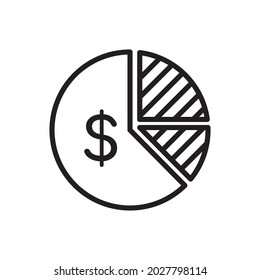 Money Pie Chart Outline Icon Vector Illustration