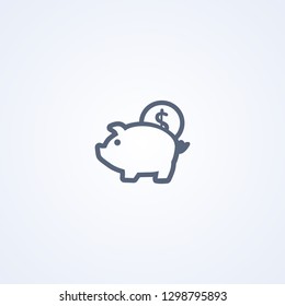 Money pig, bank, vector best gray line icon on white background, EPS 10