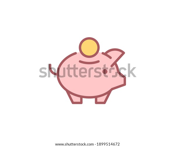 Money pig flat icon. Single\
high quality outline symbol for web design or mobile app.  Money\
pig thin line signs for design logo, visit card, etc. Outline\
pictogram EPS10