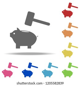 money pig and hammer icon. Elements of banking in multi color style icons. Simple icon for websites, web design, mobile app, info graphics