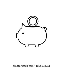 icono de cerdo de dinero. Línea delgada simple, contorno vector de iconos bancarios para ui y ux, sitio web o aplicación móvil