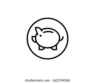 Money pig line icon. Vector symbol in trendy flat style on white background. Web sing for design.