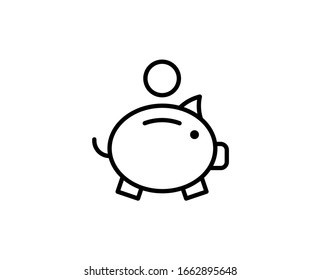 Money pig line icon. Vector symbol in trendy flat style on white background. Web sing for design.