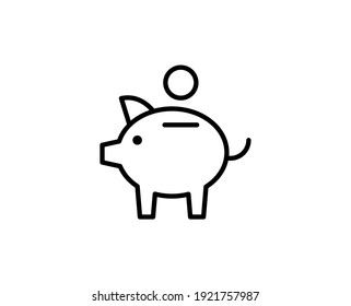 Money Pig Line Icon. Vector Symbol In Trendy Flat Style On White Background. Web Sing For Design.