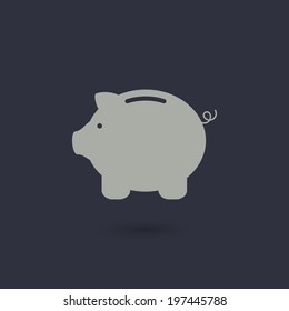 Money Pig Vector Icon For Web Or Business Illustration. Piggy Bank