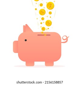 Money Piggy bank creative business concept. Financial services. Vector illustration.