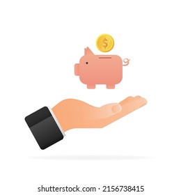 Money Piggy bank creative business concept. Financial services. Vector illustration.
