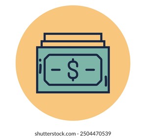 Money pile icon flat simple style isolated concept. Vector graphic design illustration element
