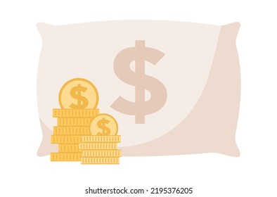 Icono de almohada de dinero. Finanzas personales, ahorro de dinero, fondo de apoyo de emergencia, capital personal, seguros. Ilustración plana del vector 
