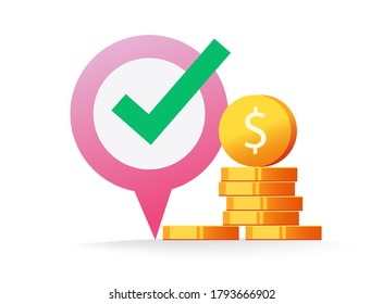 Money-Pin-Zeiger-Marker als Ort des Barumtausch-Ort-Ort-Vektorgrafik, Idee des Finanzwecher oder Karte Bank-Position-Symbol für modernes Design
