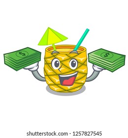 With money Pineapple fruit juice on character drink