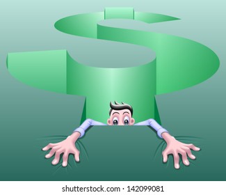 Money Pit - symbolic of a pit of debt, bad investment, too many bills, inflation, bankruptcy, corporate slavery, financial crisis, high taxes, rising costs, or a hole in the shape of a dollar sign.