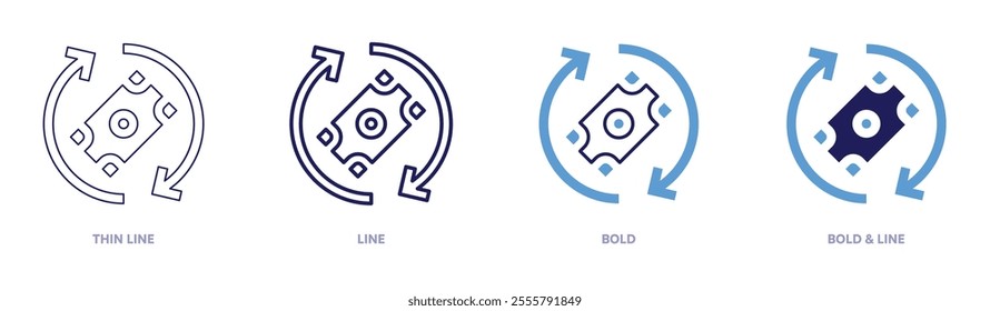 Money pitfalls icon in 4 different styles. Thin Line, Line, Bold, and Bold Line. Duotone style. Editable stroke.