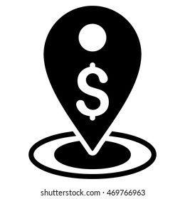 Money Place icon. Vector style is flat iconic symbol with rounded angles, black color, white background.