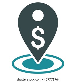 Money Place icon. Vector style is bicolor flat iconic symbol with rounded angles, soft blue colors, white background.