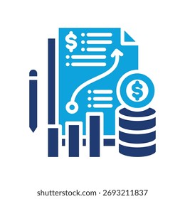 Icono de planificación de dinero Ilustración vectorial mixta