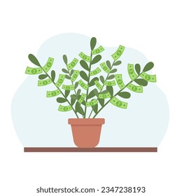 Money plant growth. Vector illustration