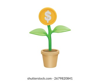  Monetäre Pflanze Symbol 3D Rendering Illustration